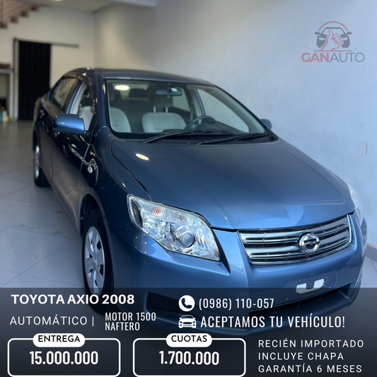 TOYOTA AXIO 2008 RECIÉN IMPORTADO AUTOMÁTICO MOTOR 1500 NAFTERO