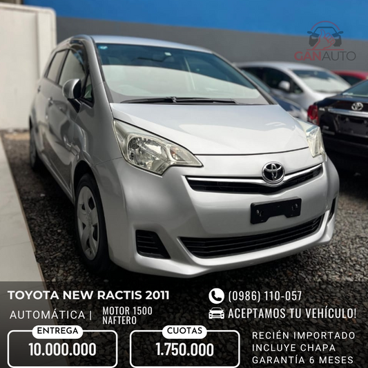 TOYOTA RACTIS 2011 RECIÉN IMPORTADO COLOR GRIS AUTOMÁTICO MOTOR 1500 NAFTERO