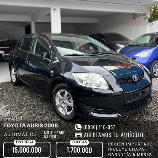 TOYORA AURIS 2008 RECIÉN IMPORTADO COLOR NEGRO MOTOR 1500 NAFTERO