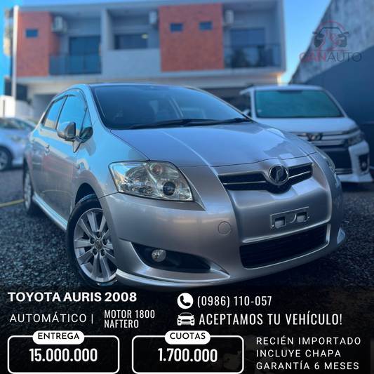 TOYORA AURIS 2008 RECIÉN IMPORTADO COLOR GRIS MOTOR 1500 NAFTERO