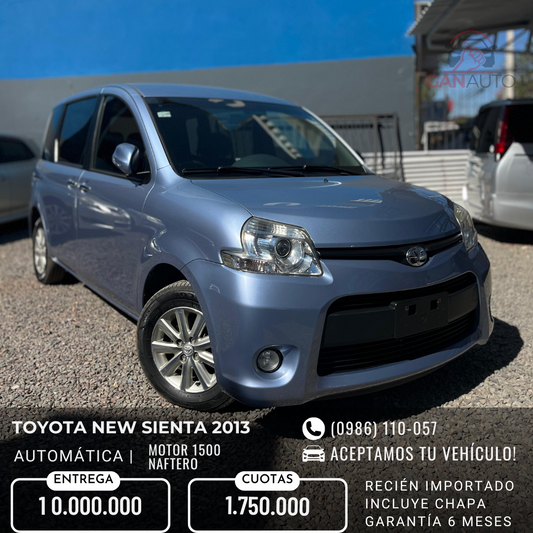 TOYOTA SIENTA 2013 RECIÉN IMPORTADO COLOR AZUL AUTOMÁTICO MOTOR 1500 NAFTERO