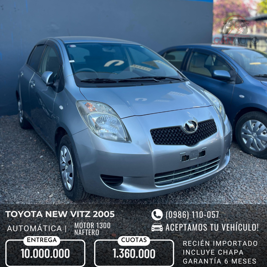 TOYOTA NEW VITZ 2005 RECIÉN IMPORTADO COLOR GRIS AUTOMÁTICO MOTOR 1300 NAFTERO