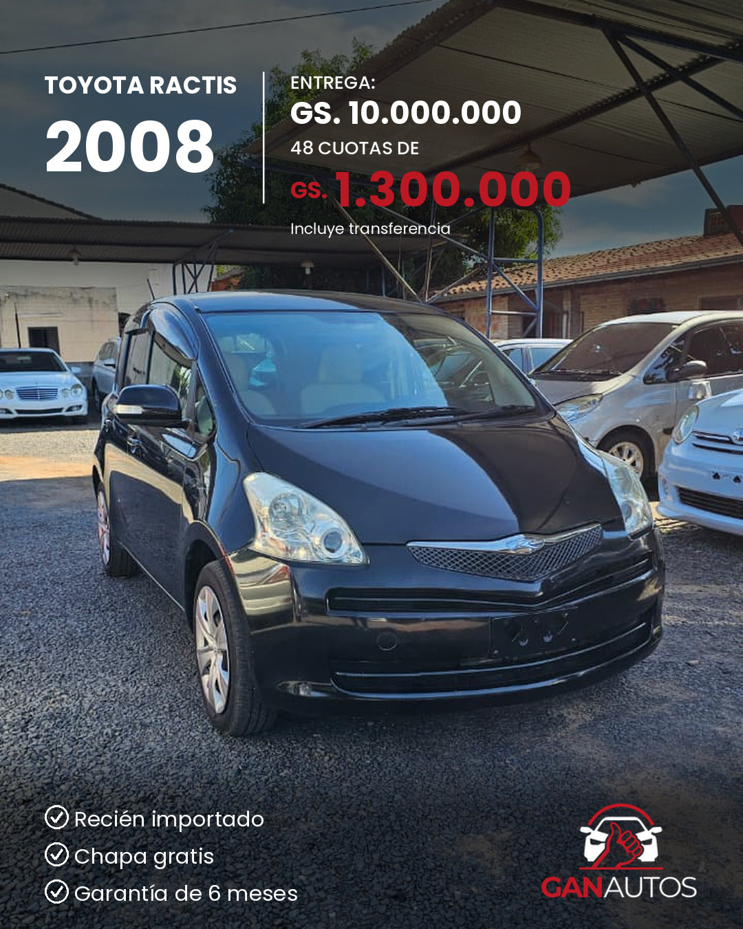 TOYOTA RACTIS 2008 - entrega y cuota a 48 meses