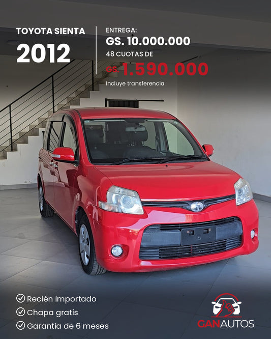 TOYOTA SIENTA 2012 - entrega y cuota a 48 meses