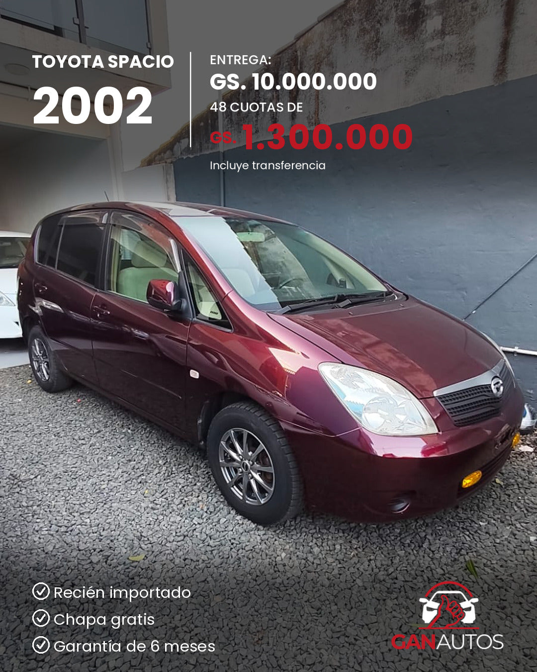 TOYOTA SPACIO 2002 - entrega y cuota a 48 meses