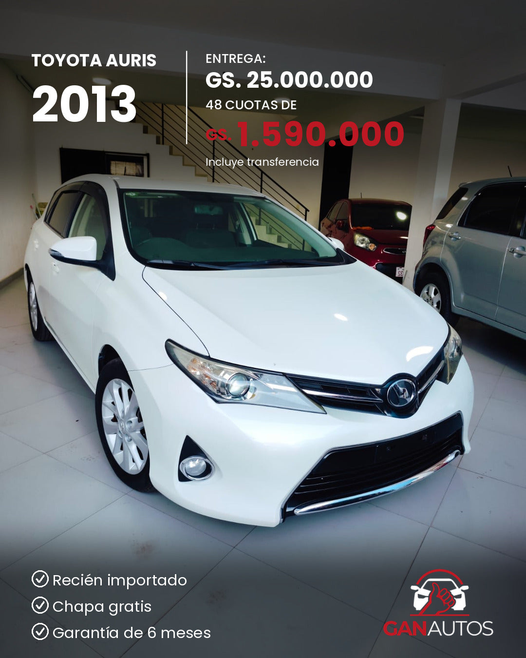 TOYOTA AURIS 2013 - entrega y cuota a 48 meses
