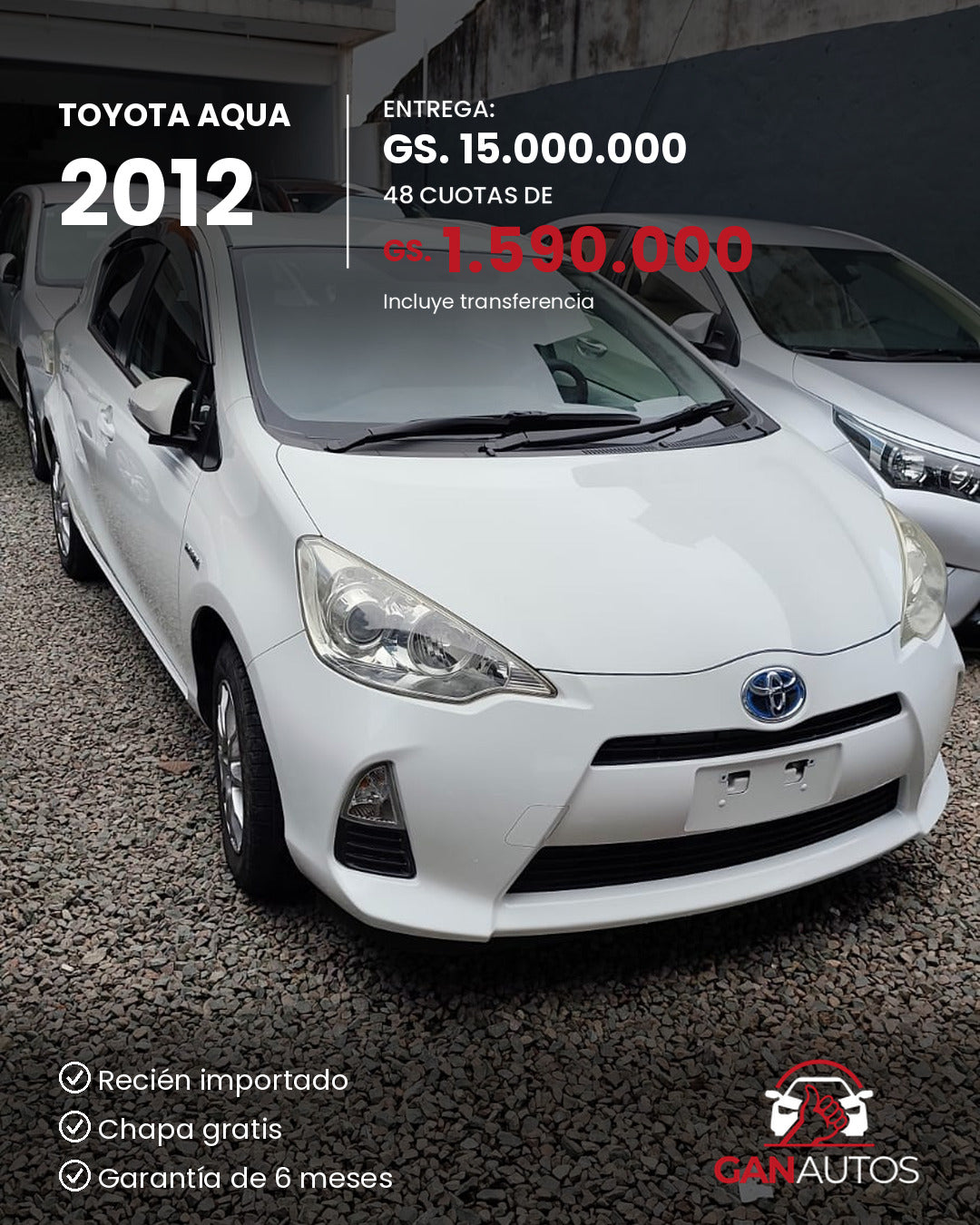 TOYOTA AQUA 2012 - entrega y cuota a 48 meses