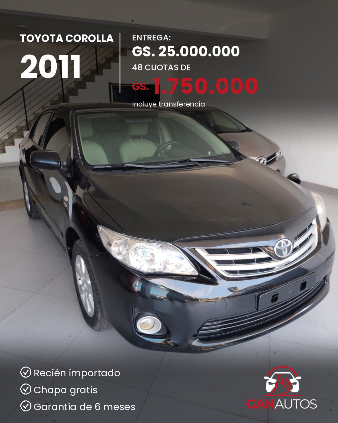 TOYOTA COROLLA 2011 - entrega y cuota a 48 meses