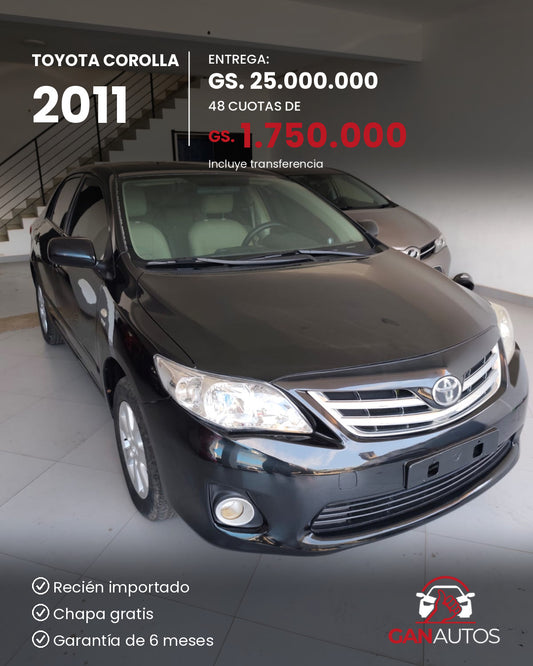 TOYOTA COROLLA 2011 - entrega y cuota a 48 meses