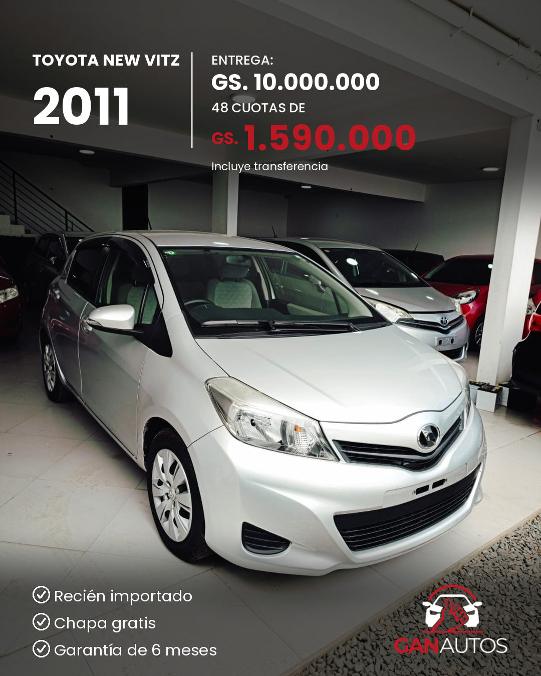 TOYOTA NEW VITZ 2011 - entrega y cuota a 48 meses