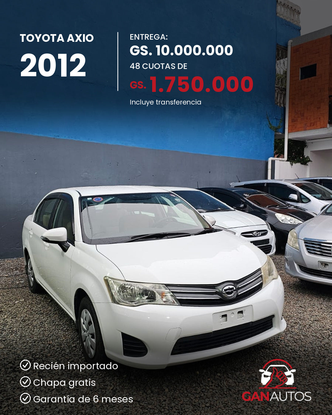 TOYOTA AXIO 2012 - entrega y cuota a 48 meses