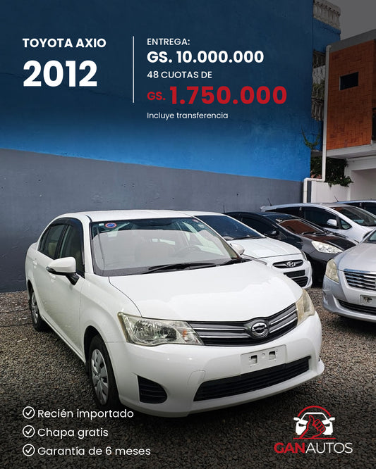TOYOTA AXIO 2012 - entrega y cuota a 48 meses