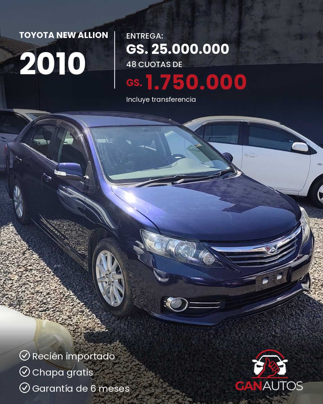 TOYOTA NEW ALLION 2010 - entrega y cuota a 48 meses