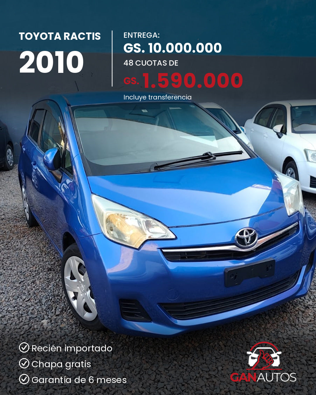 TOYOTA RACTIS 2010 - entrega y cuota a 48 meses
