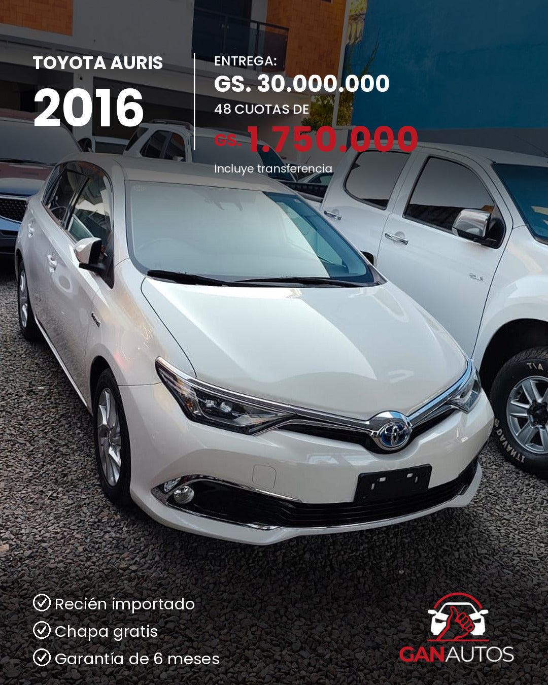 TOYOTA AURIS 2016 - entrega y cuota a 48 meses