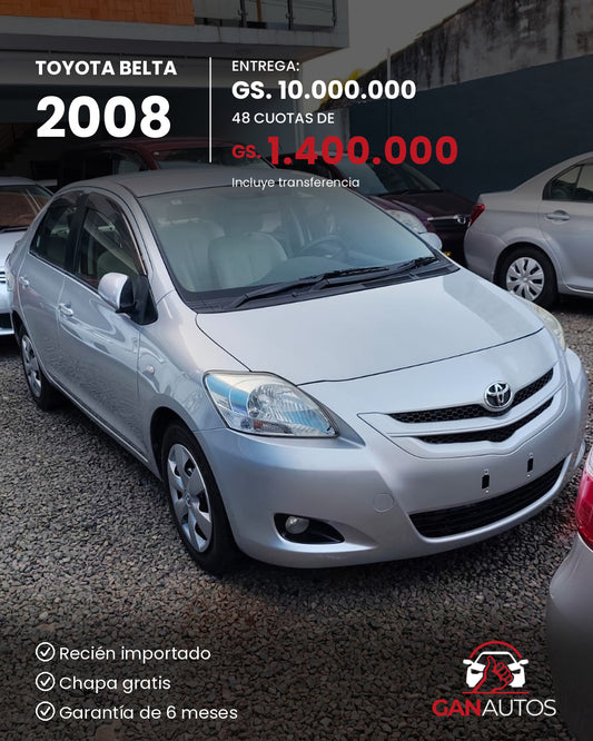 TOYOTA BELTA 2008 - entrega y cuota a 48 meses