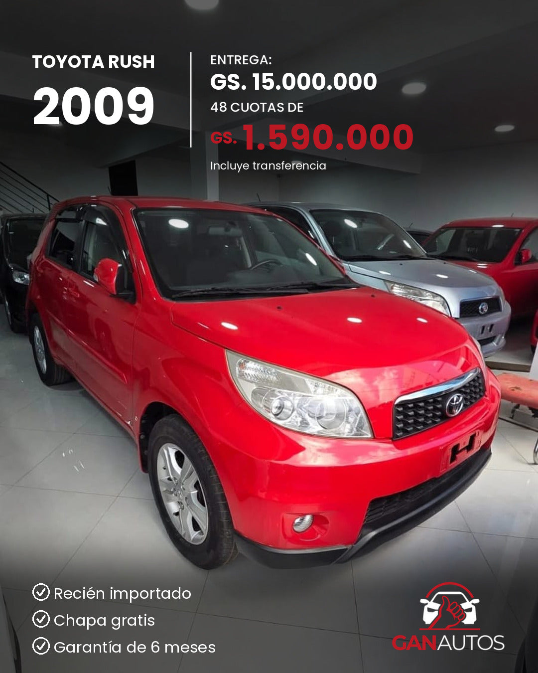 TOYOTA RUSH 2009 - entrega y cuota a 48 meses