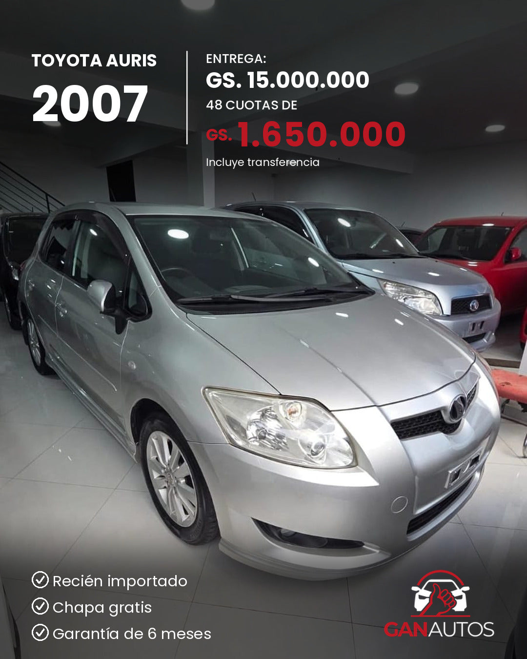 TOYOTA AURIS 2007 - entrega y cuota a 48 meses