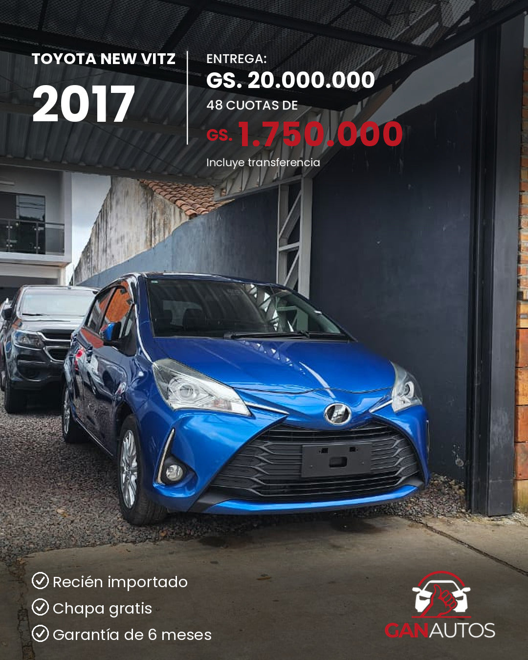 TOYOTA NEW VITZ 2017 - entrega y cuota a 48 meses