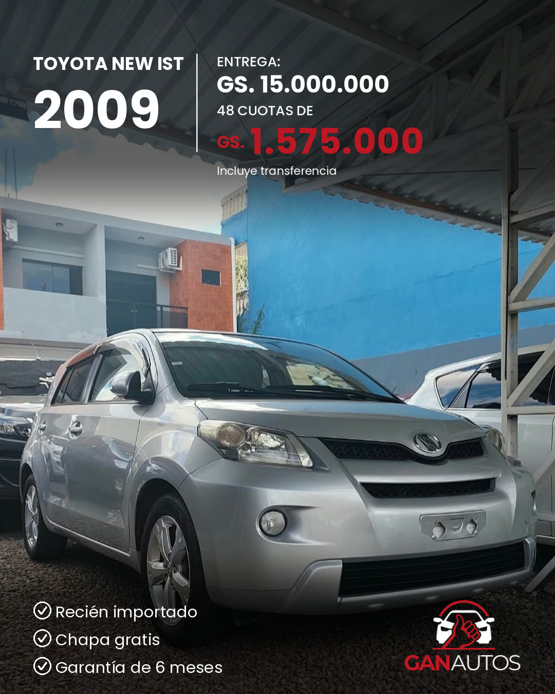 TOYOTA NEW IST 2009 - entrega y cuota a 48 meses