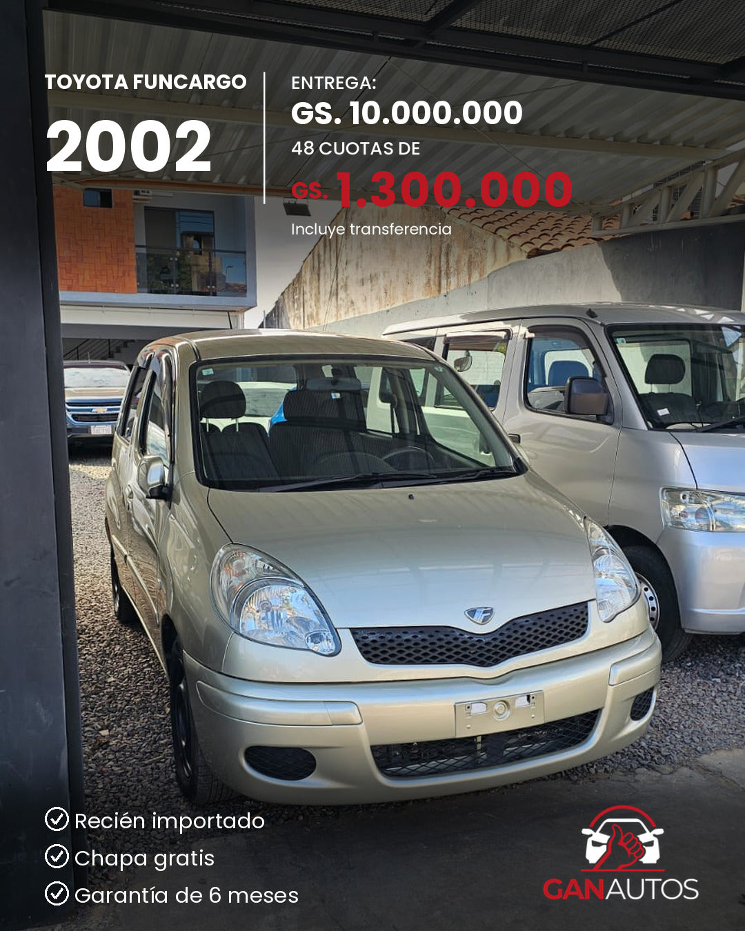TOYOTA FUNCARGO 2002 - entrega y cuota a 48 meses