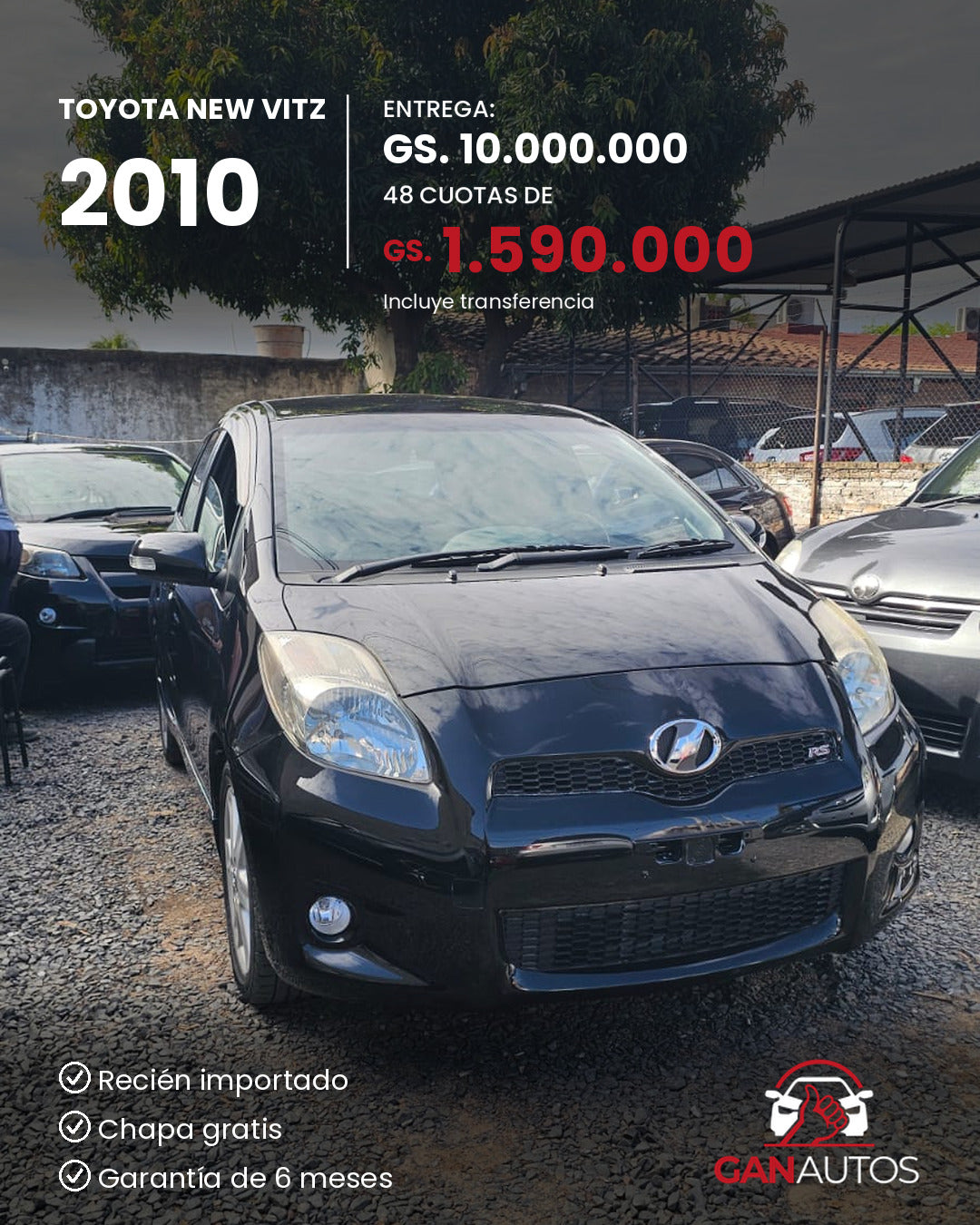 TOYOTA NEW VITZ 2010 - entrega y cuota a 48 meses